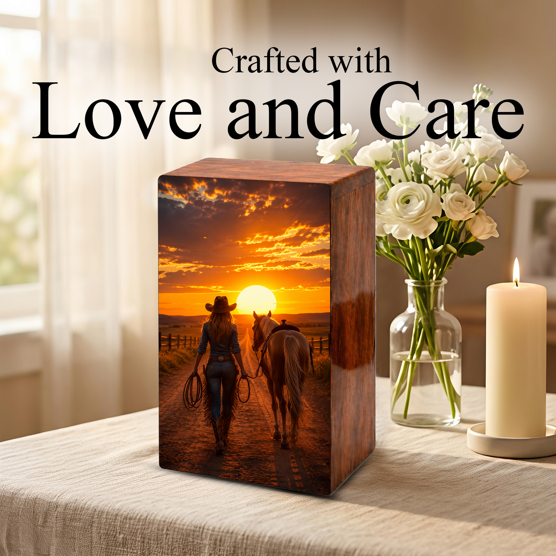 Cowgirl Urn For Ashes Female - Western Cremation Urns For Adult Women