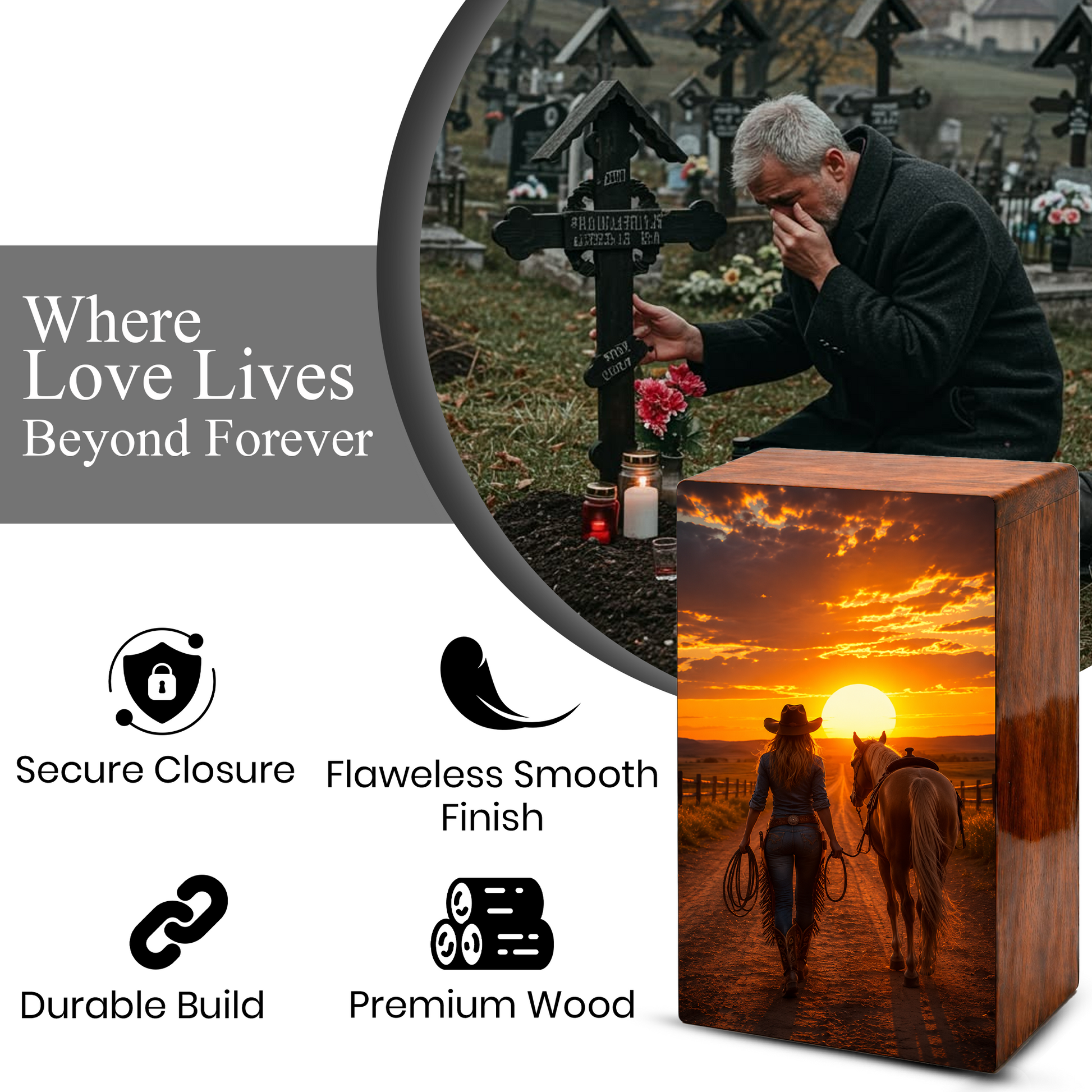 Cowgirl Urn For Ashes Female - Western Cremation Urns For Adult Women