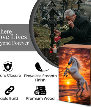 Horse Urn For Human Ashes - Sunset Beach Western Keepsake Urns For Adults