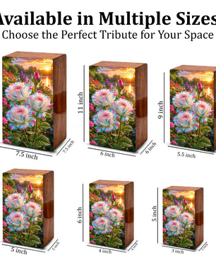 White Rose Urn For Adult Ashes - Funeral Flowers Cremation Urn Box
