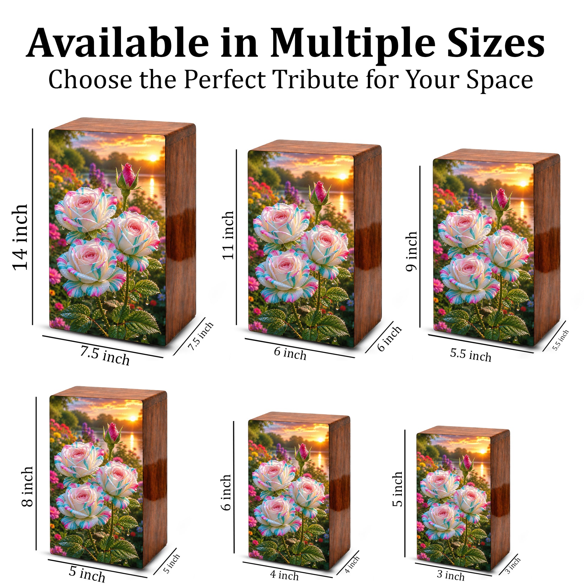 White Rose Urn For Adult Ashes - Funeral Flowers Cremation Urn Box