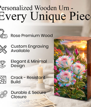 White Rose Urn For Adult Ashes - Funeral Flowers Cremation Urn Box