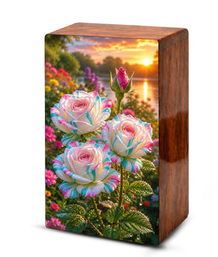 White Rose Urn For Adult Ashes - Funeral Flowers Cremation Urn Box