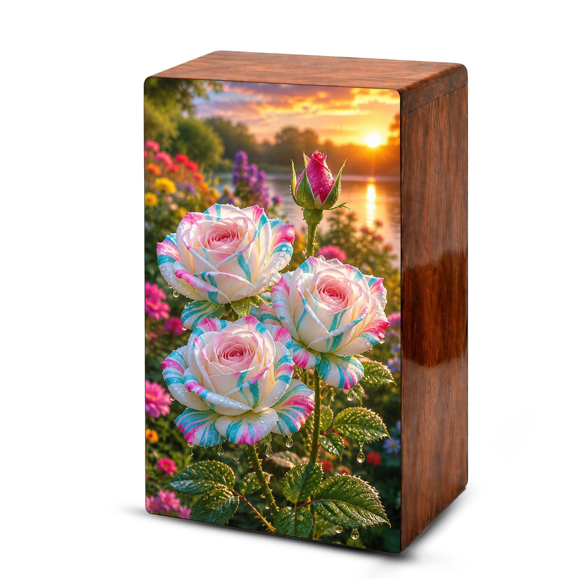 White Rose Urn For Adult Ashes - Funeral Flowers Cremation Urn Box