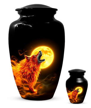 Wolf Moon Urn for Dad – Custom Wolf  Keepsake Cremation Urn for Human Ashes
