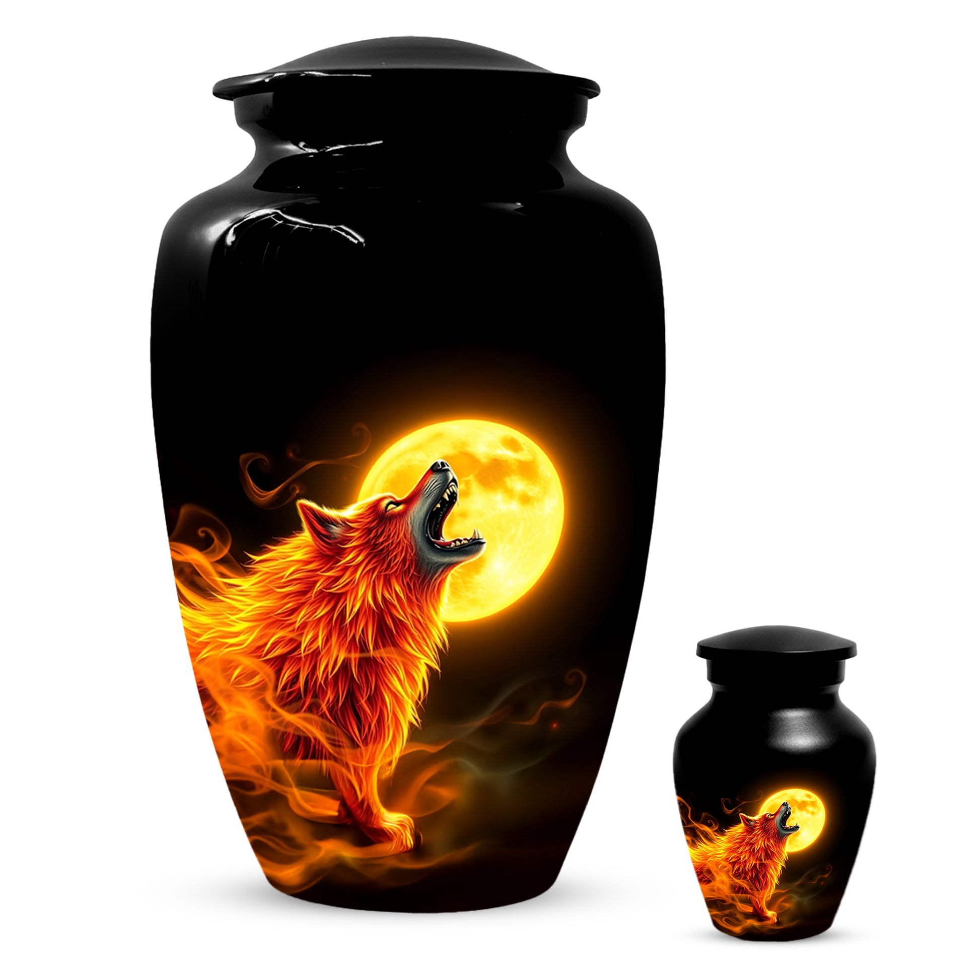 Wolf Moon Urn for Dad – Custom Wolf  Keepsake Cremation Urn for Human Ashes