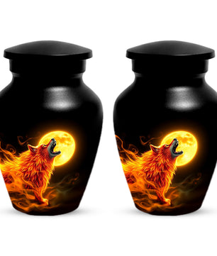 Wolf Moon Urn for Dad – Custom Wolf  Keepsake Cremation Urn for Human Ashes