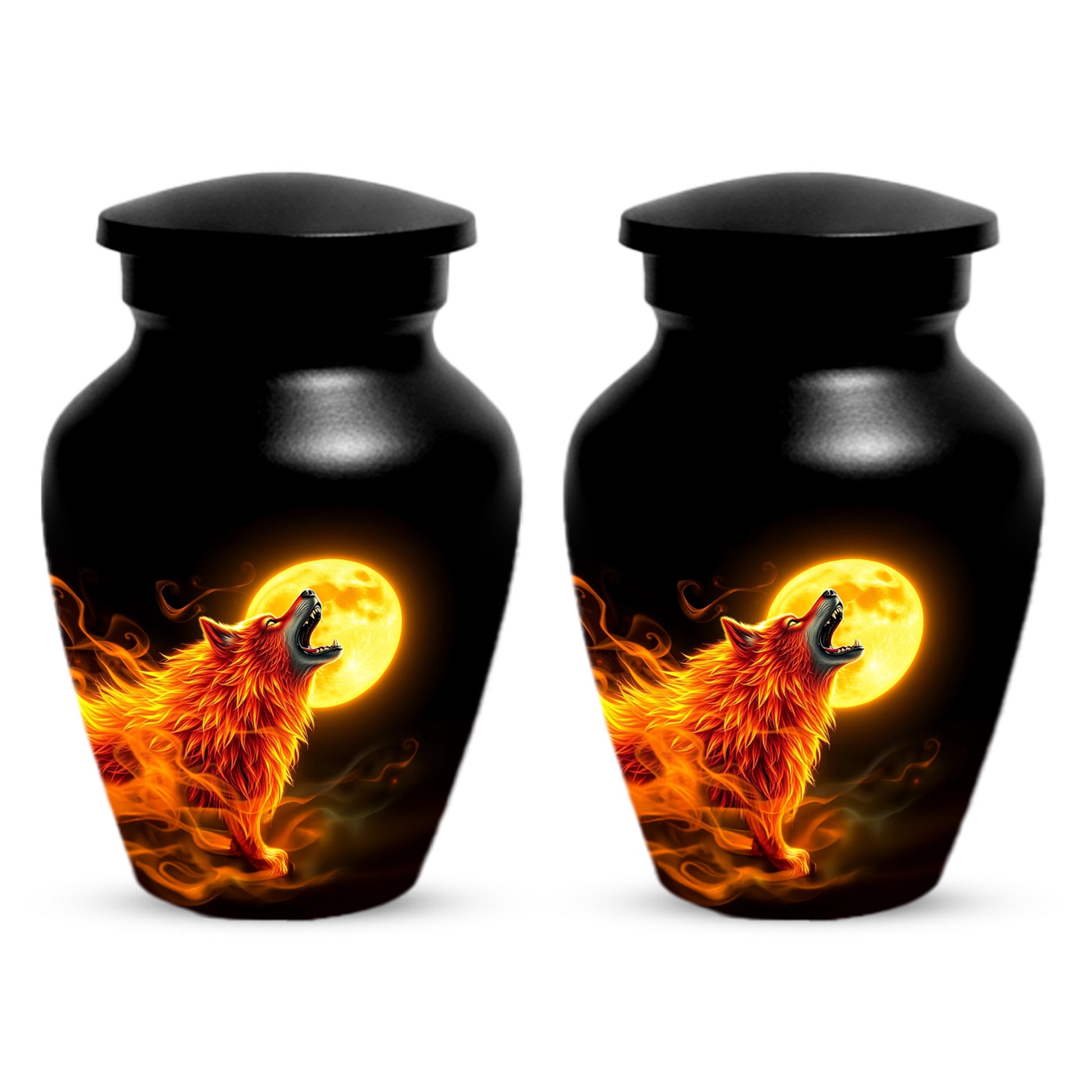 Wolf Moon Urn for Dad – Custom Wolf  Keepsake Cremation Urn for Human Ashes