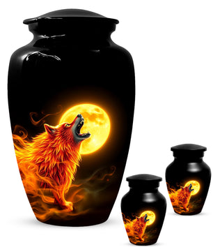 Wolf Moon Urn for Dad – Custom Wolf  Keepsake Cremation Urn for Human Ashes