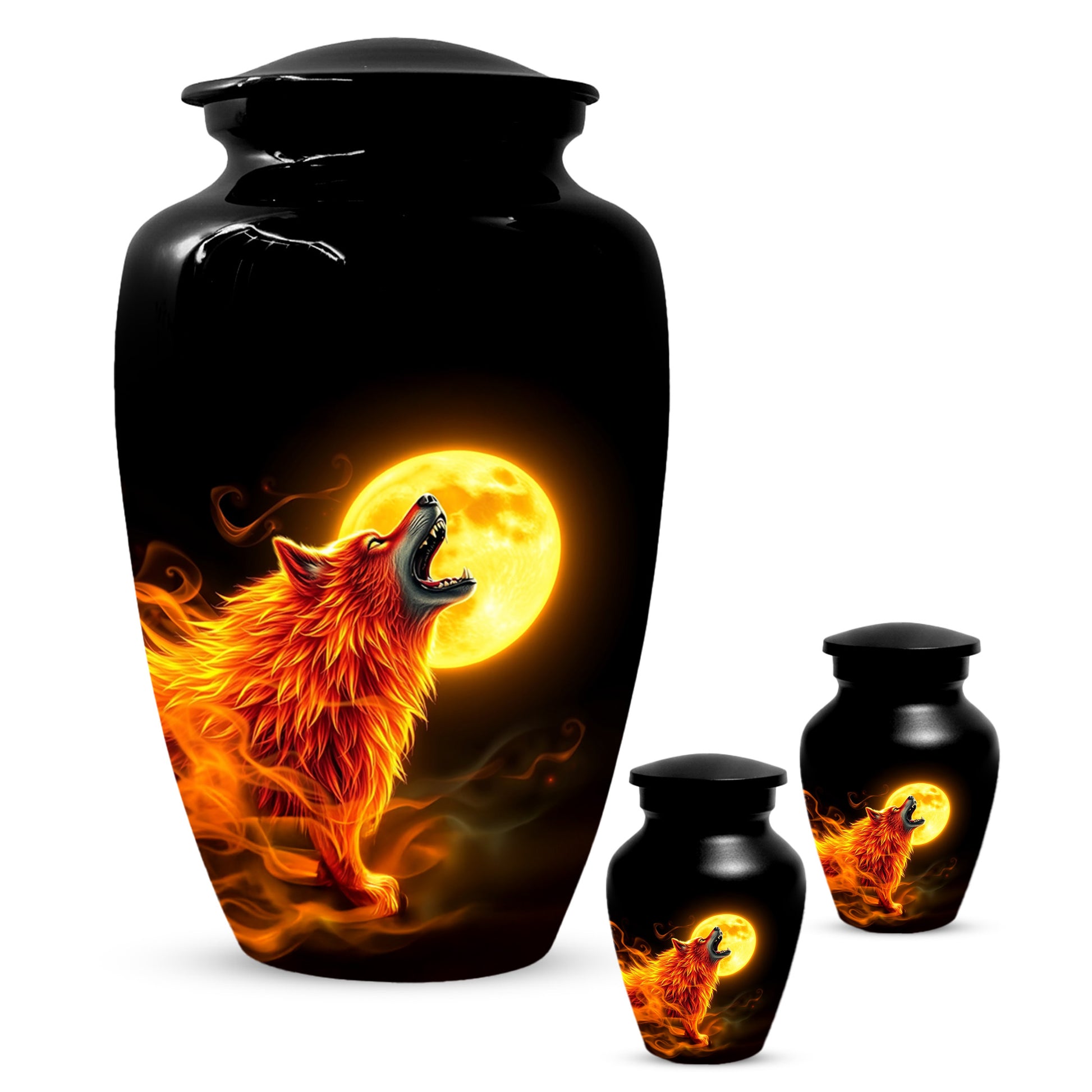 Wolf Moon Urn for Dad – Custom Wolf  Keepsake Cremation Urn for Human Ashes