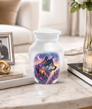 Personalized Wolf Memorial Urn - Wolf Cremation Keepsake Urns for Dad