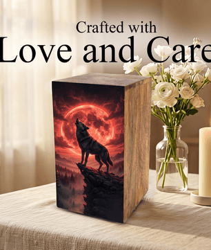 Wolf Urn For Human Ashes Remains -  Animal Keepsake Urns Box For Male