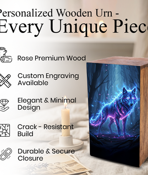 Wolf Urn For Ashes Male - Forest Animal Memorial Box Urns For Men