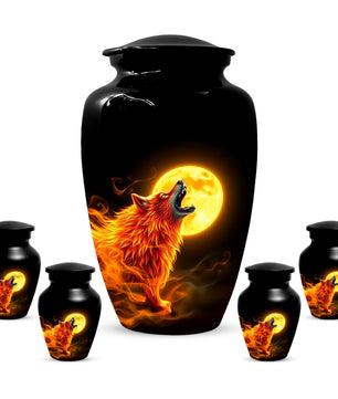 Wolf Moon Urn for Dad – Custom Wolf  Keepsake Cremation Urn for Human Ashes