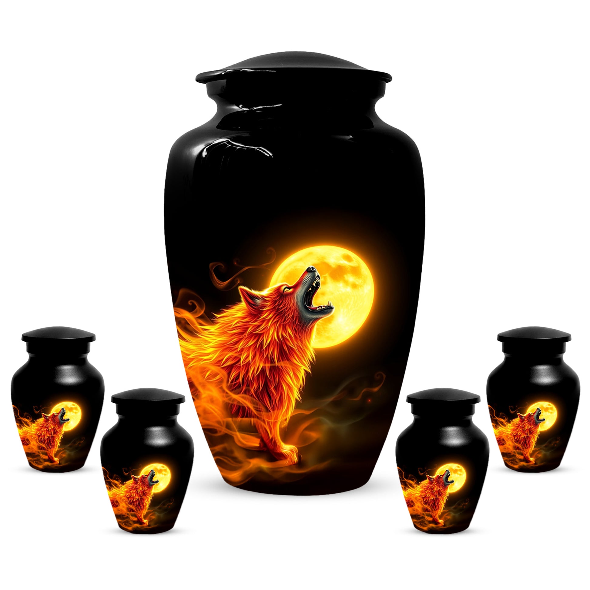 Wolf Moon Urn for Dad – Custom Wolf  Keepsake Cremation Urn for Human Ashes
