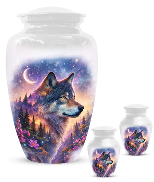 Personalized Wolf Memorial Urn - Wolf Cremation Keepsake Urns for Dad