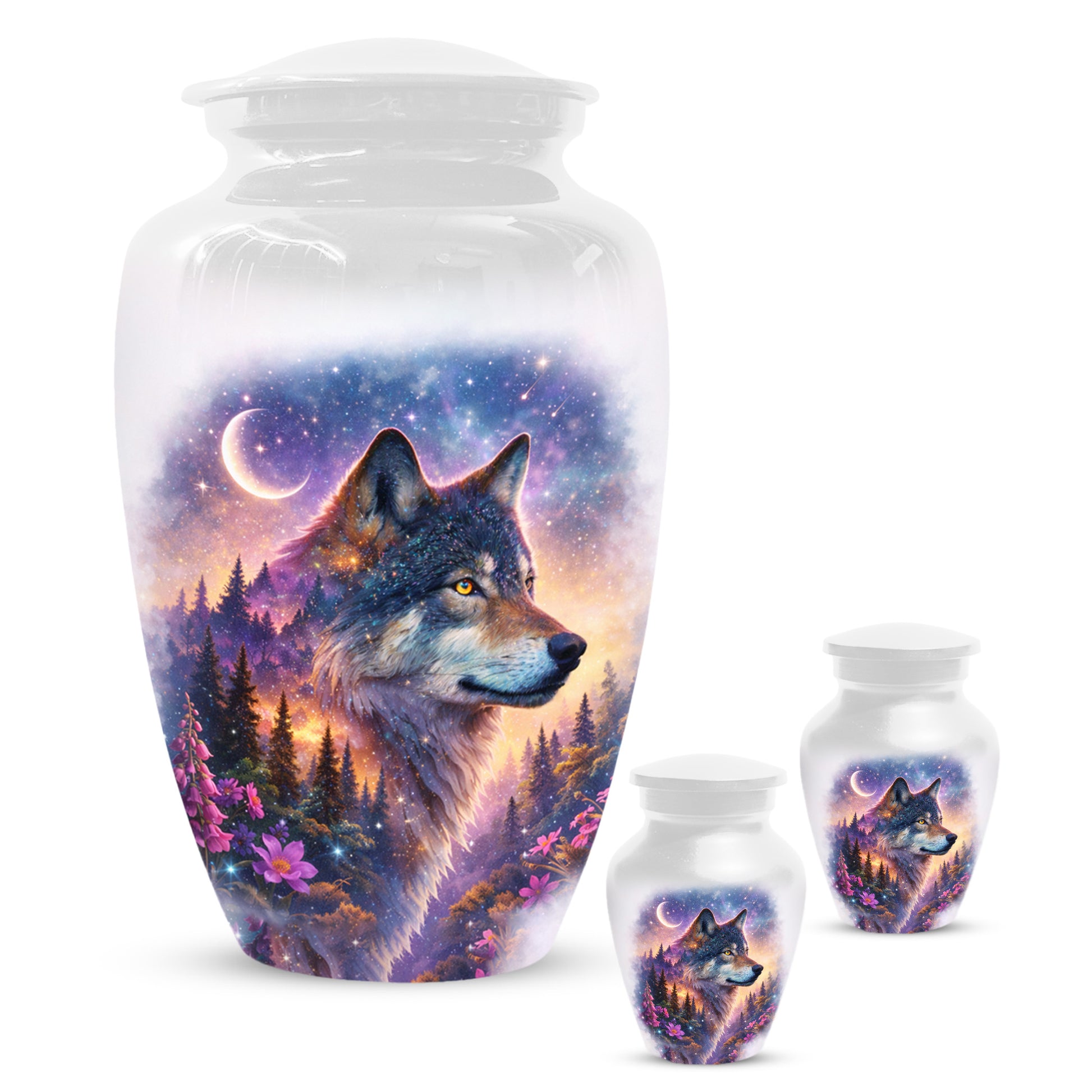 Personalized Wolf Memorial Urn - Wolf Cremation Keepsake Urns for Dad
