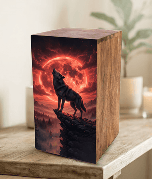 Wolf Urn For Human Ashes Remains -  Animal Keepsake Urns Box For Male