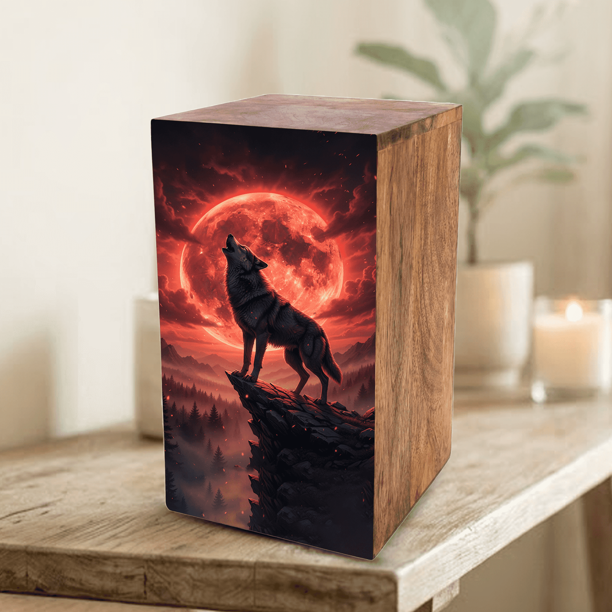 Wolf Urn For Human Ashes Remains -  Animal Keepsake Urns Box For Male