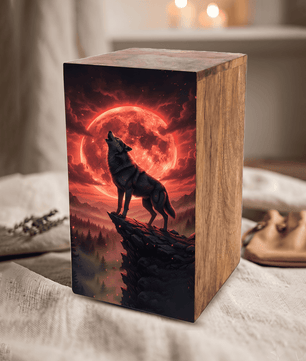 Wolf Urn For Human Ashes Remains -  Animal Keepsake Urns Box For Male
