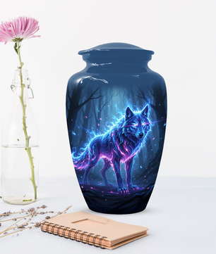 Personalized Wolf Cremation Urn for Dad – Mystical Wolf Keepsake Urns for  Human Ashes