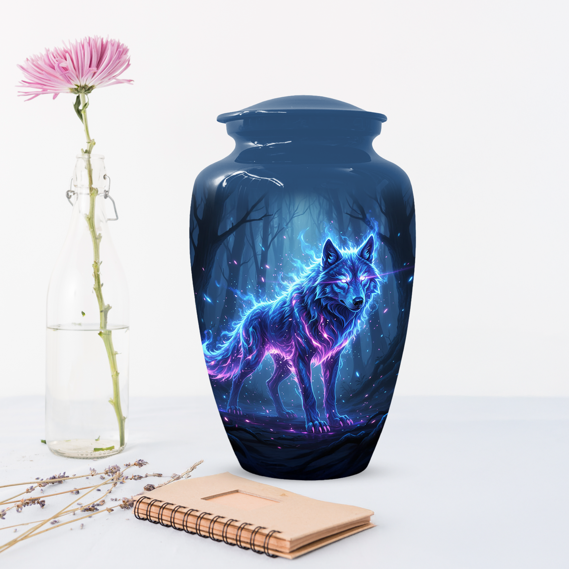 Personalized Wolf Cremation Urn for Dad – Mystical Wolf Keepsake Urns for  Human Ashes
