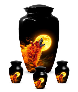 Wolf Moon Urn for Dad – Custom Wolf  Keepsake Cremation Urn for Human Ashes