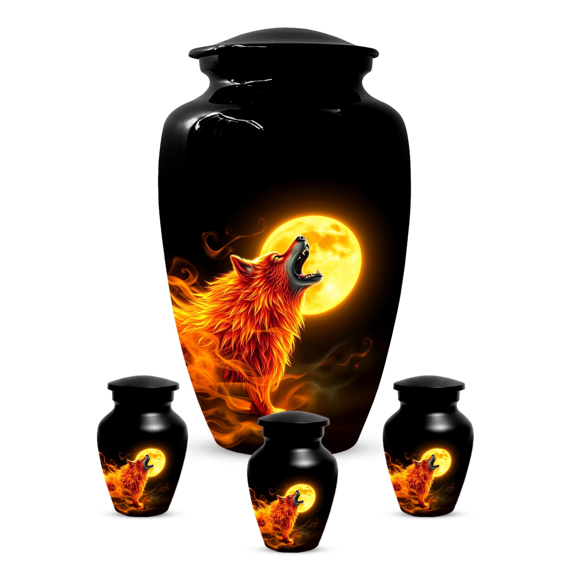Wolf Moon Urn for Dad – Custom Wolf  Keepsake Cremation Urn for Human Ashes