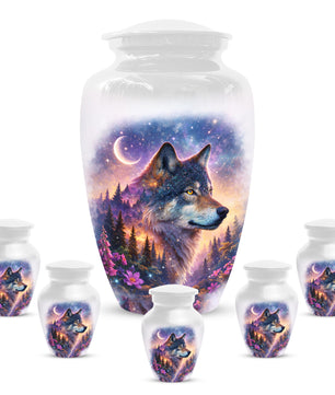 Personalized Wolf Memorial Urn - Wolf Cremation Keepsake Urns for Dad
