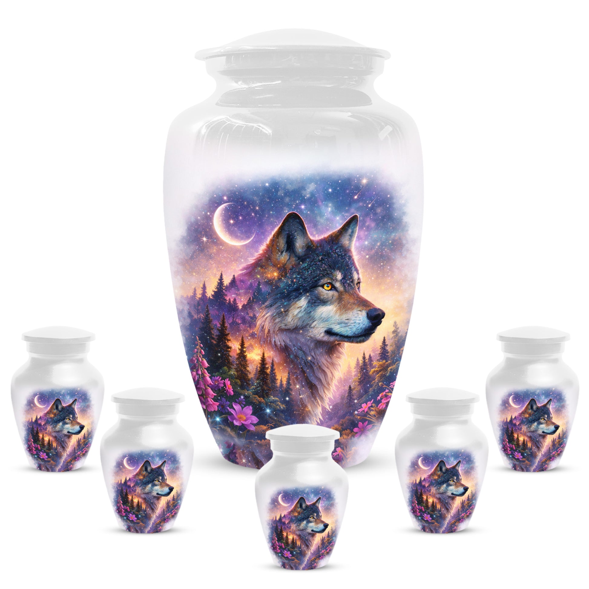 Personalized Wolf Memorial Urn - Wolf Cremation Keepsake Urns for Dad