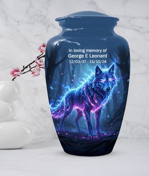 Personalized Wolf Cremation Urn for Dad – Mystical Wolf Keepsake Urns for  Human Ashes