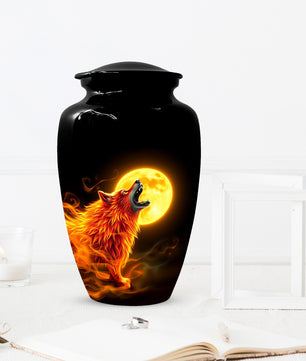 Wolf Moon Urn for Dad – Custom Wolf  Keepsake Cremation Urn for Human Ashes