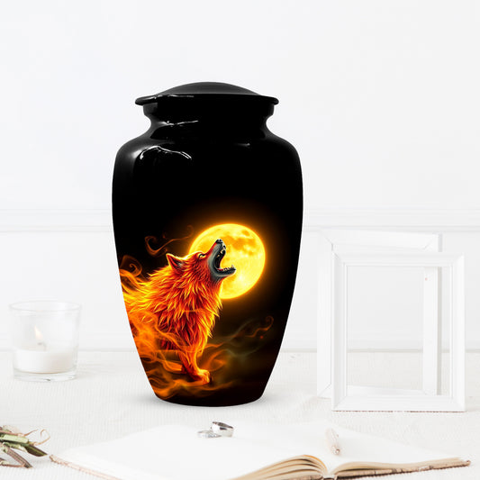 Wolf Moon Urn for Dad – Custom Wolf  Keepsake Cremation Urn for Human Ashes
