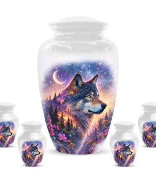 Personalized Wolf Memorial Urn - Wolf Cremation Keepsake Urns for Dad