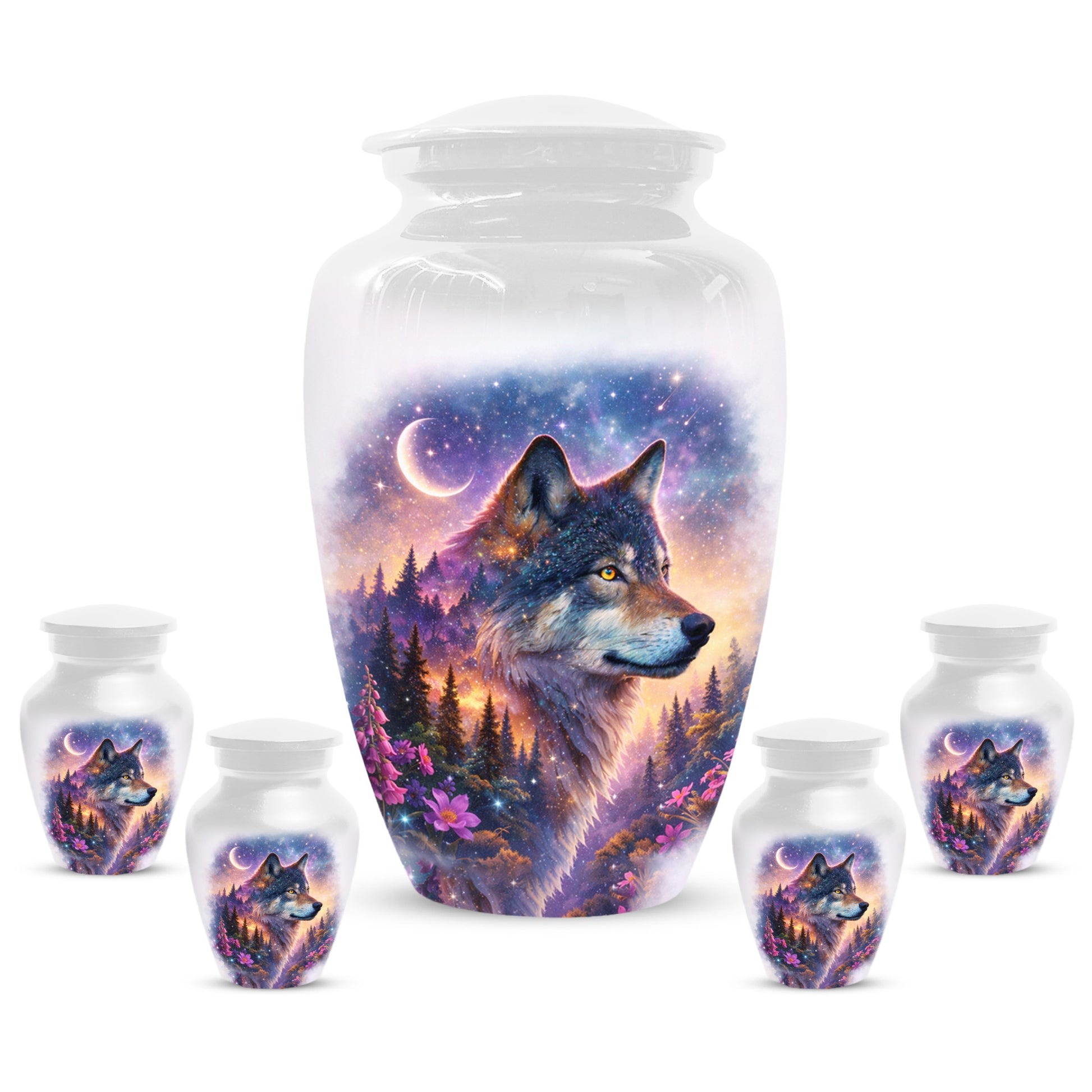 Personalized Wolf Memorial Urn - Wolf Cremation Keepsake Urns for Dad