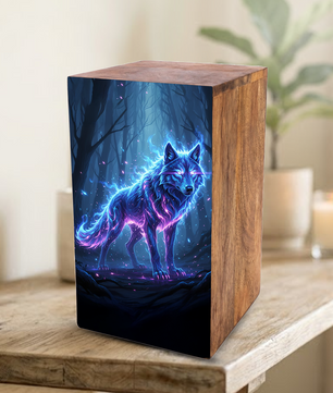Wolf Urn For Ashes Male - Forest Animal Memorial Box Urns For Men