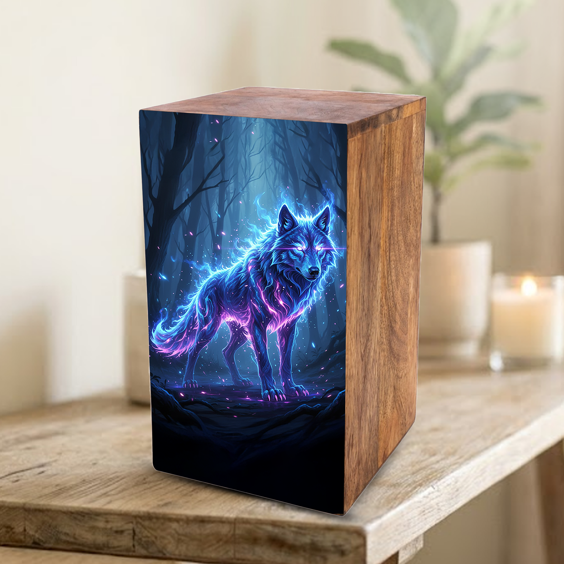 Wolf Urn For Ashes Male - Forest Animal Memorial Box Urns For Men