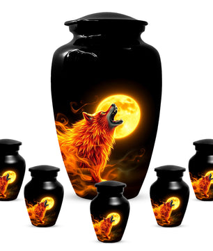 Wolf Moon Urn for Dad – Custom Wolf  Keepsake Cremation Urn for Human Ashes