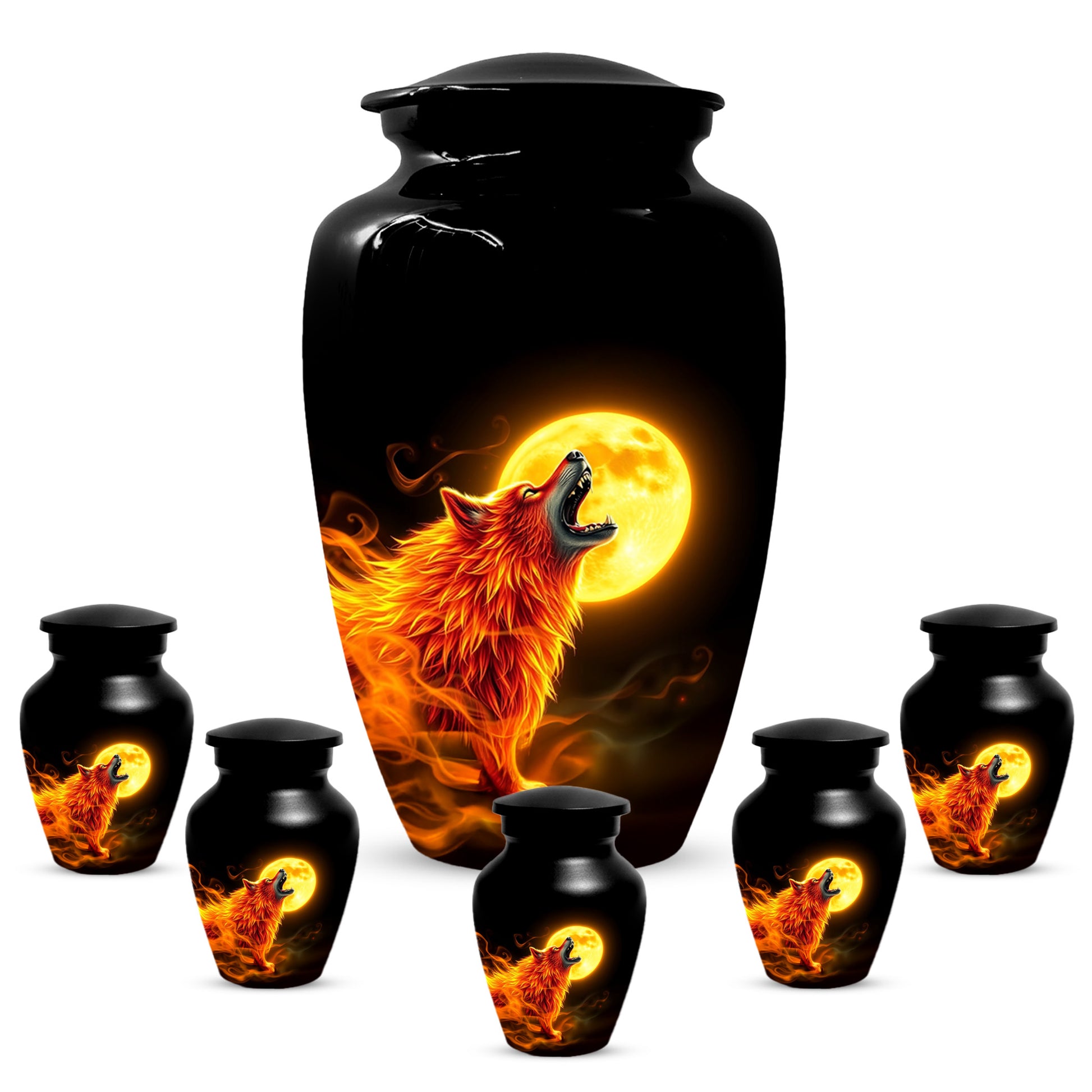 Wolf Moon Urn for Dad – Custom Wolf  Keepsake Cremation Urn for Human Ashes