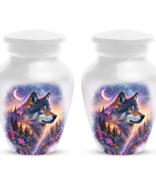 Personalized Wolf Memorial Urn - Wolf Cremation Keepsake Urns for Dad
