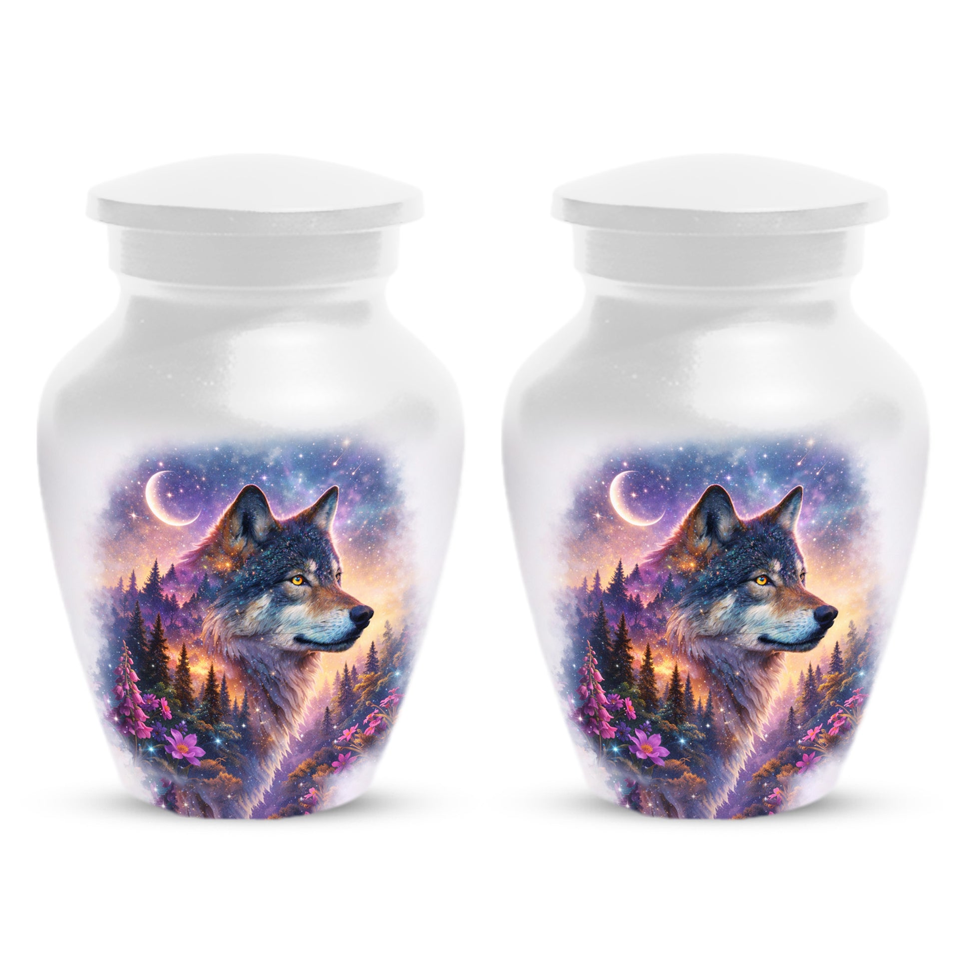 Personalized Wolf Memorial Urn - Wolf Cremation Keepsake Urns for Dad