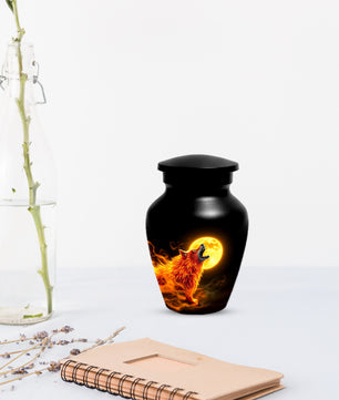 Wolf Moon Urn for Dad – Custom Wolf  Keepsake Cremation Urn for Human Ashes