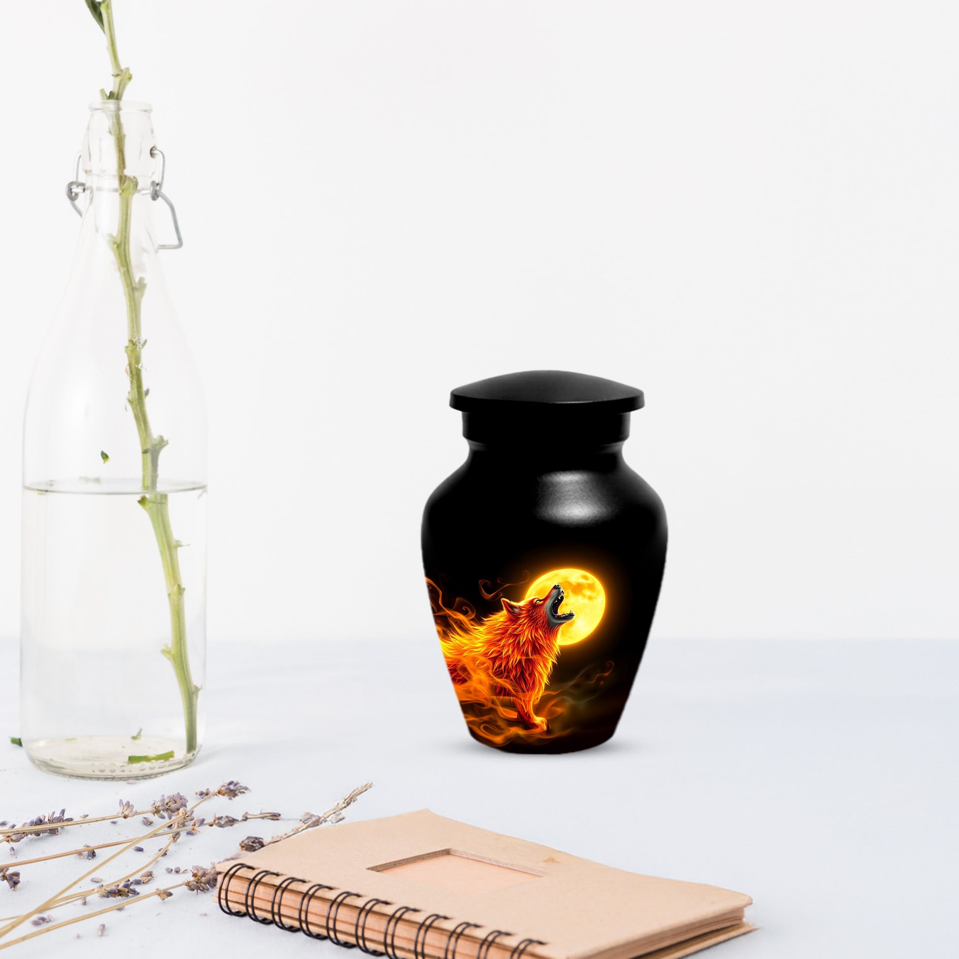 Wolf Moon Urn for Dad – Custom Wolf  Keepsake Cremation Urn for Human Ashes