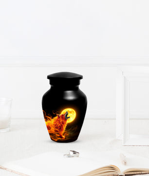 Wolf Moon Urn for Dad – Custom Wolf  Keepsake Cremation Urn for Human Ashes