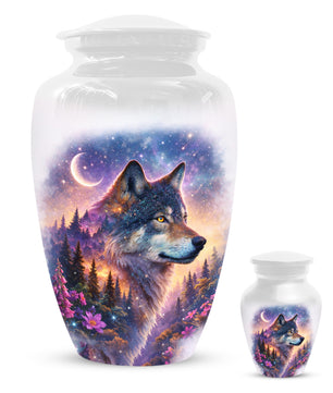 Personalized Wolf Memorial Urn - Wolf Cremation Keepsake Urns for Dad