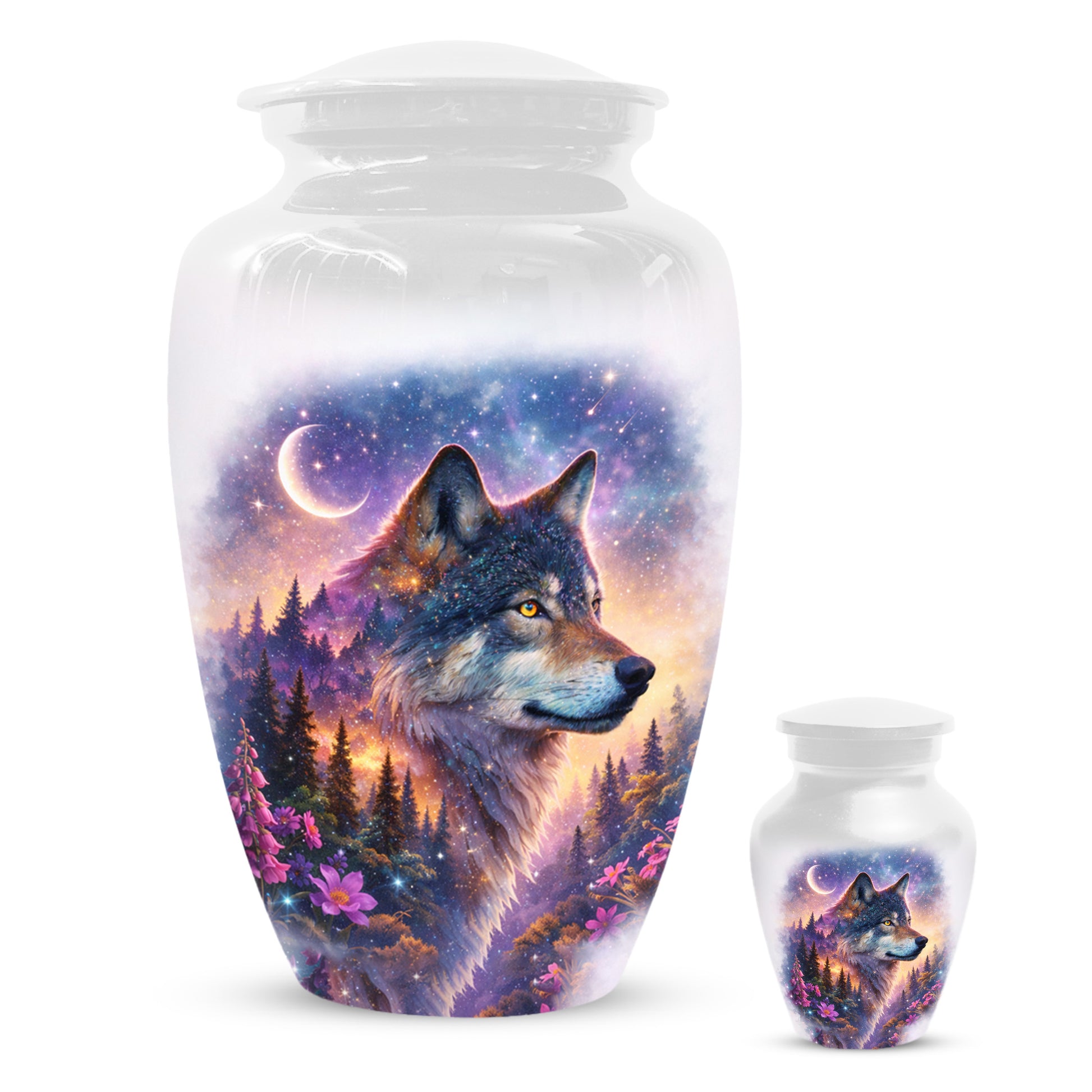 Personalized Wolf Memorial Urn - Wolf Cremation Keepsake Urns for Dad