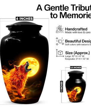 Wolf Moon Urn for Dad – Custom Wolf  Keepsake Cremation Urn for Human Ashes