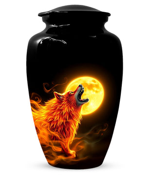 Wolf Moon Urn for Dad – Custom Wolf  Keepsake Cremation Urn for Human Ashes