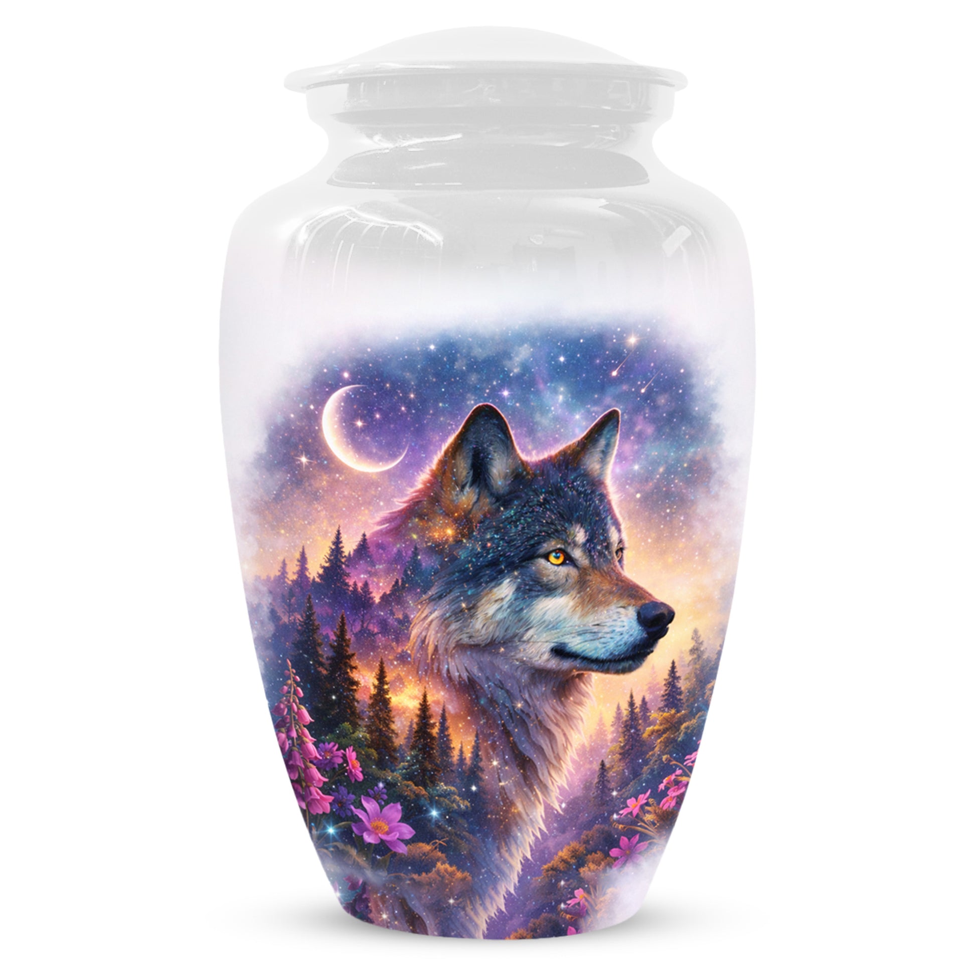 Personalized Wolf Memorial Urn - Wolf Cremation Keepsake Urns for Dad