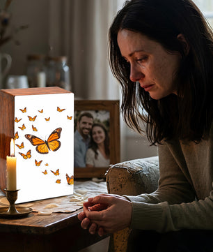 Monarch Butterfly Urn For Human Ashes - Personalized Wooden Keepsake with Butterflies